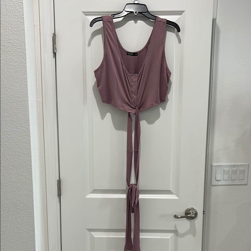 Mauve Tie-Front Crop Top